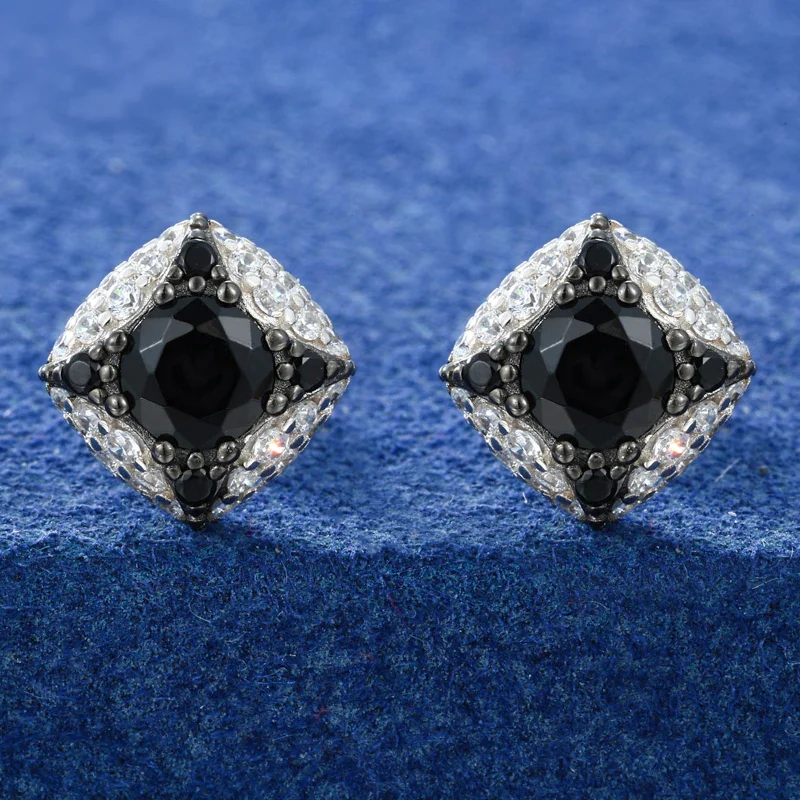 MOISSANITE DIAMOND ICY BLACK STAR EARRINGS IN STERLING SILVER - Image 3