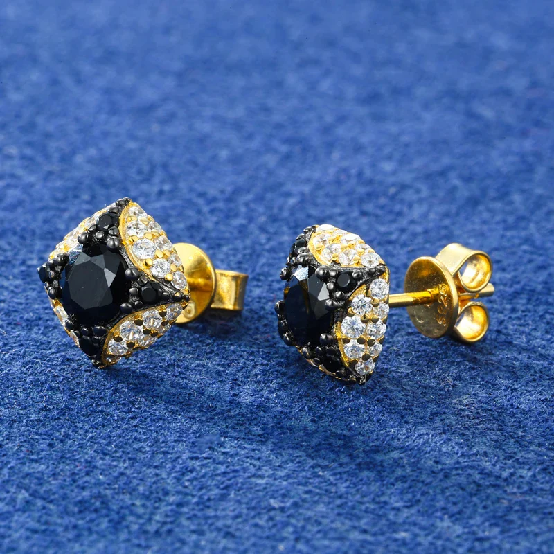 MOISSANITE DIAMOND ICY BLACK STAR EARRINGS IN STERLING SILVER - Image 4