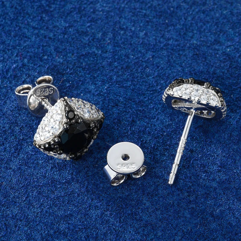 MOISSANITE DIAMOND ICY BLACK STAR EARRINGS IN STERLING SILVER - Image 5