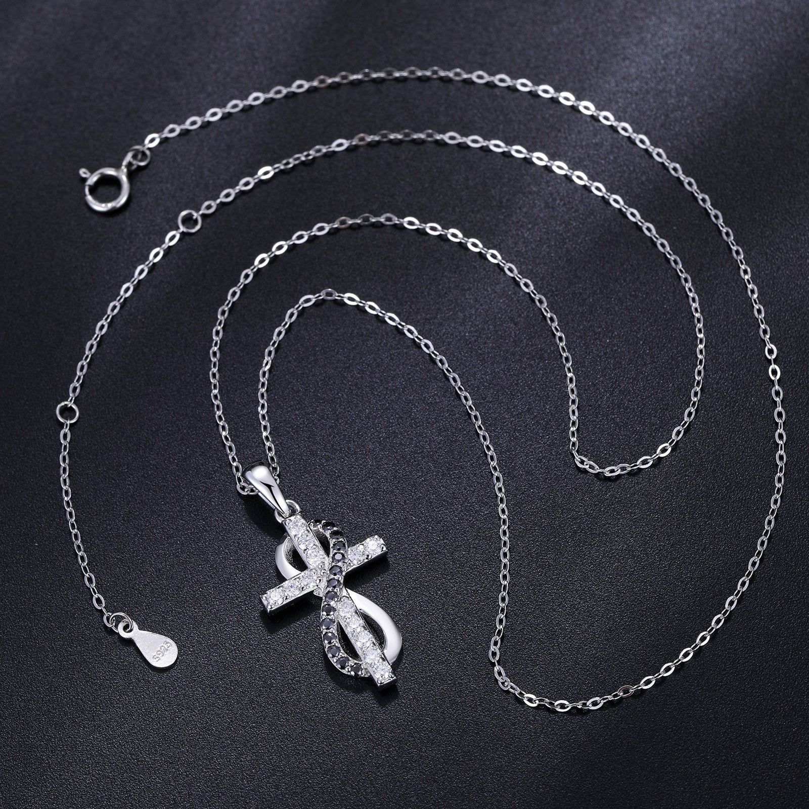 MOISSANITE DIAMOND INFINITY CROSS PENDANT NECKLACE IN STERLING SILVER - Image 5