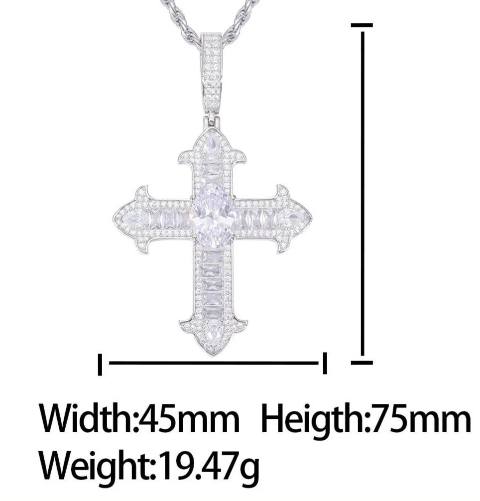 MOISSANITE DIAMOND IRIS CROSS PENDANT IN STERLING SILVER - Image 6