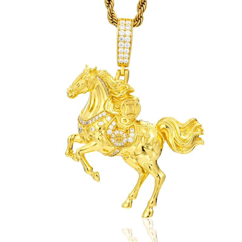 MOISSANITE DIAMOND JACKED WAR HORSE PENDANT IN STERLING SILVER - Image 7