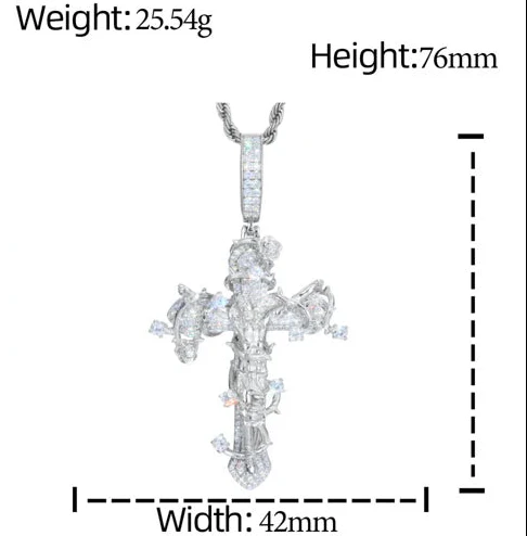 MOISSANITE DIAMOND JESUS CRUCIFIX CROSS PENDANT IN STERLING SILVER - Image 8