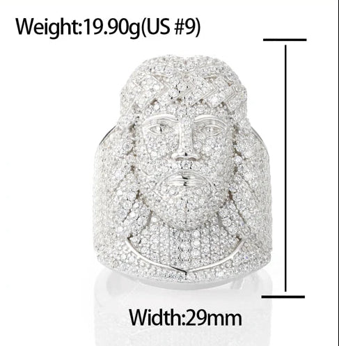 MOISSANITE DIAMOND JESUS RING IN STERLING SILVER - Image 6