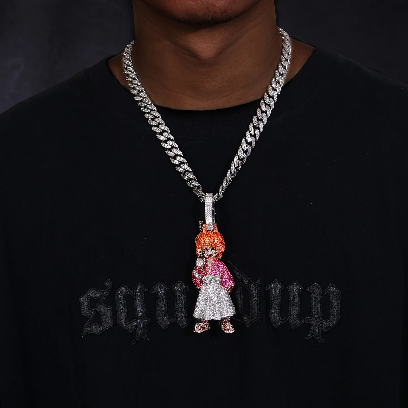 MOISSANITE DIAMOND KENSHIN ANIME PENDANT IN STERLING SILVER
