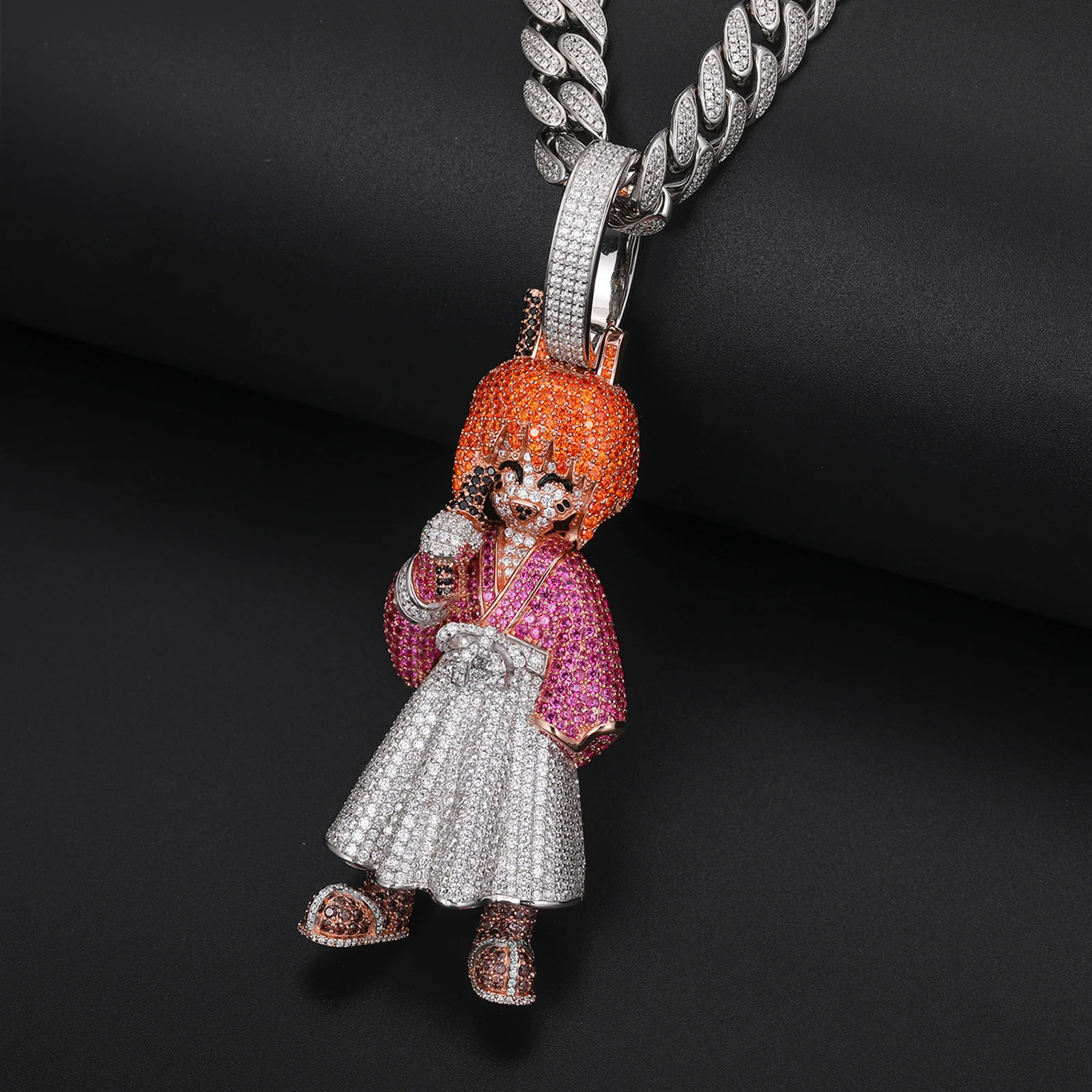 MOISSANITE DIAMOND KENSHIN ANIME PENDANT IN STERLING SILVER - Image 2