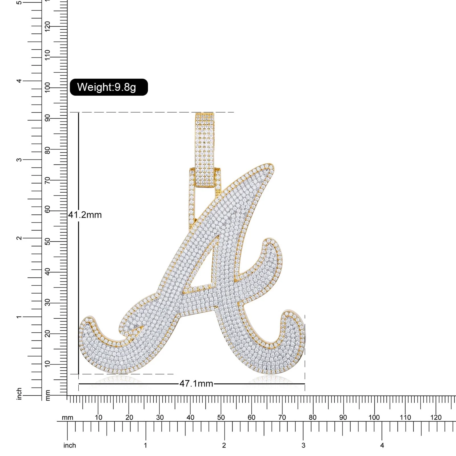 MOISSANITE DIAMOND LETTER INITIAL A PENDANT NECKLACE IN STERLING SILVER - Image 6