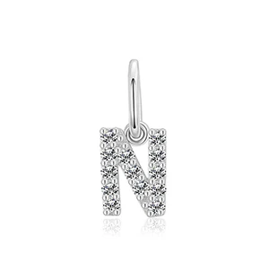 MOISSANITE DIAMOND LETTER PENDANT NECKLACE IN STERLING SILVER - Image 13
