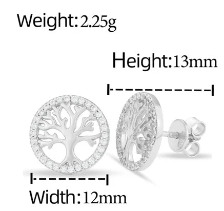 MOISSANITE DIAMOND LIFE TREE STUD EARRINGS IN STERLING SILVER - Image 6
