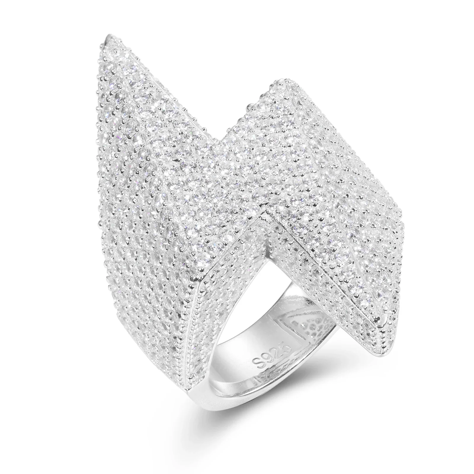 MOISSANITE DIAMOND LIGHTNING FLASH RING IN STERLING SILVER - Image 3