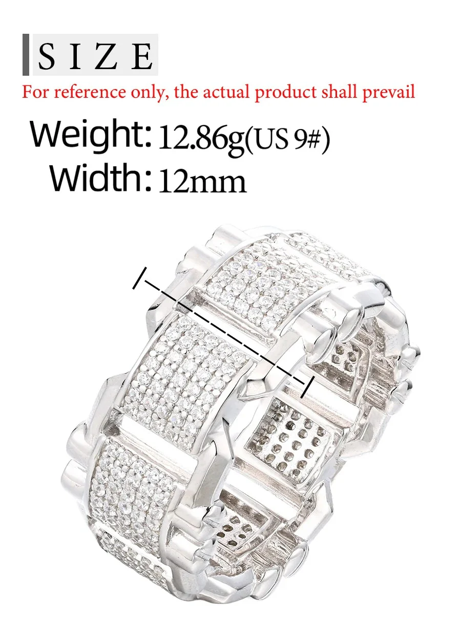 MOISSANITE DIAMOND LINK BAND RING IN STERLING SILVER - Image 7