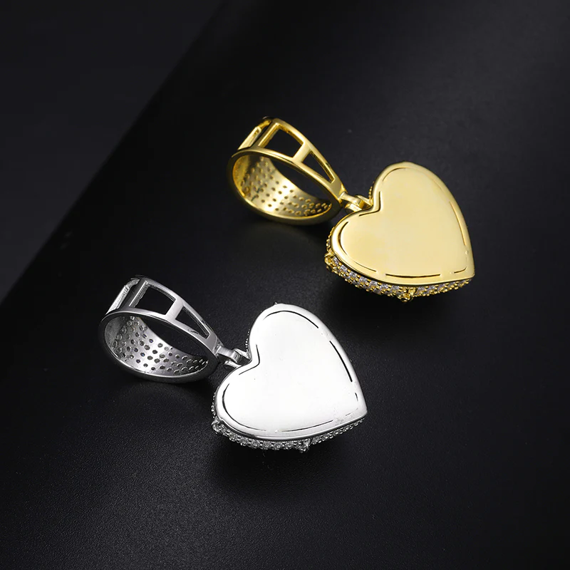 MOISSANITE DIAMOND LOCK HEART PENDANT IN STERLING SILVER - Image 4