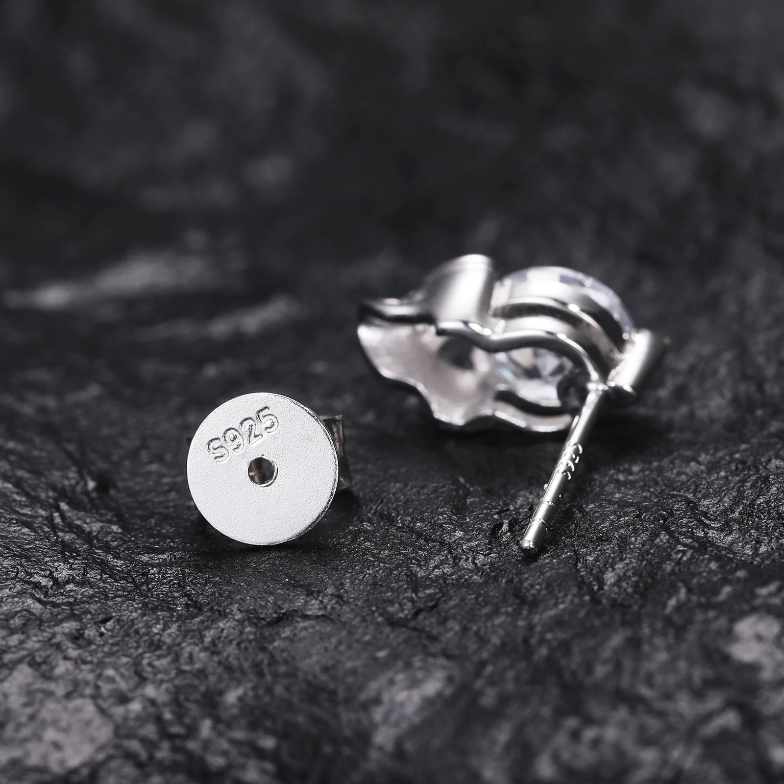 MOISSANITE DIAMOND LOVE HEART GHOST SKULL STUD EARRING IN STERLING SILVER - Image 3