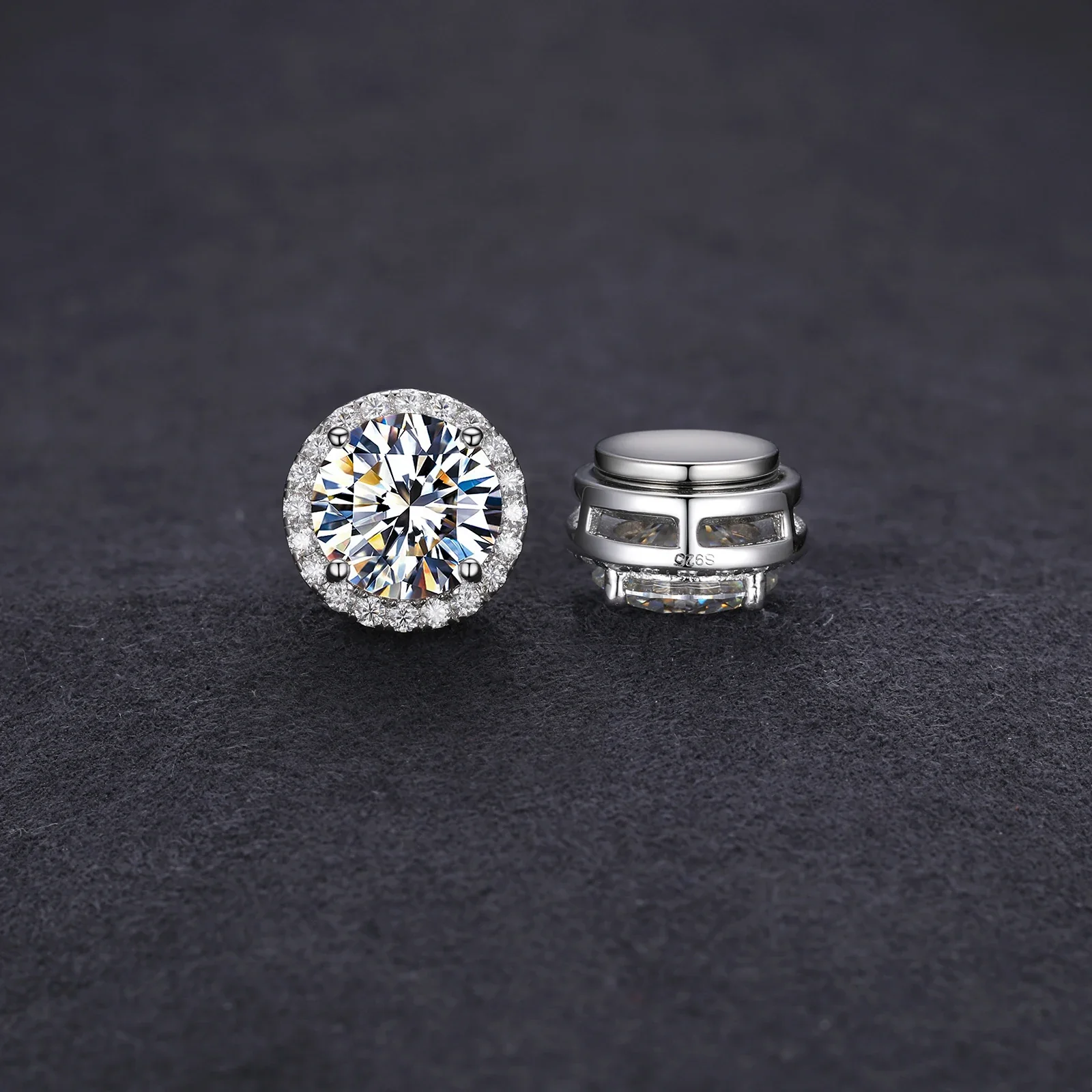 MOISSANITE DIAMOND MAGNETIC EARRINGS IN STERLING SILVER - Image 4