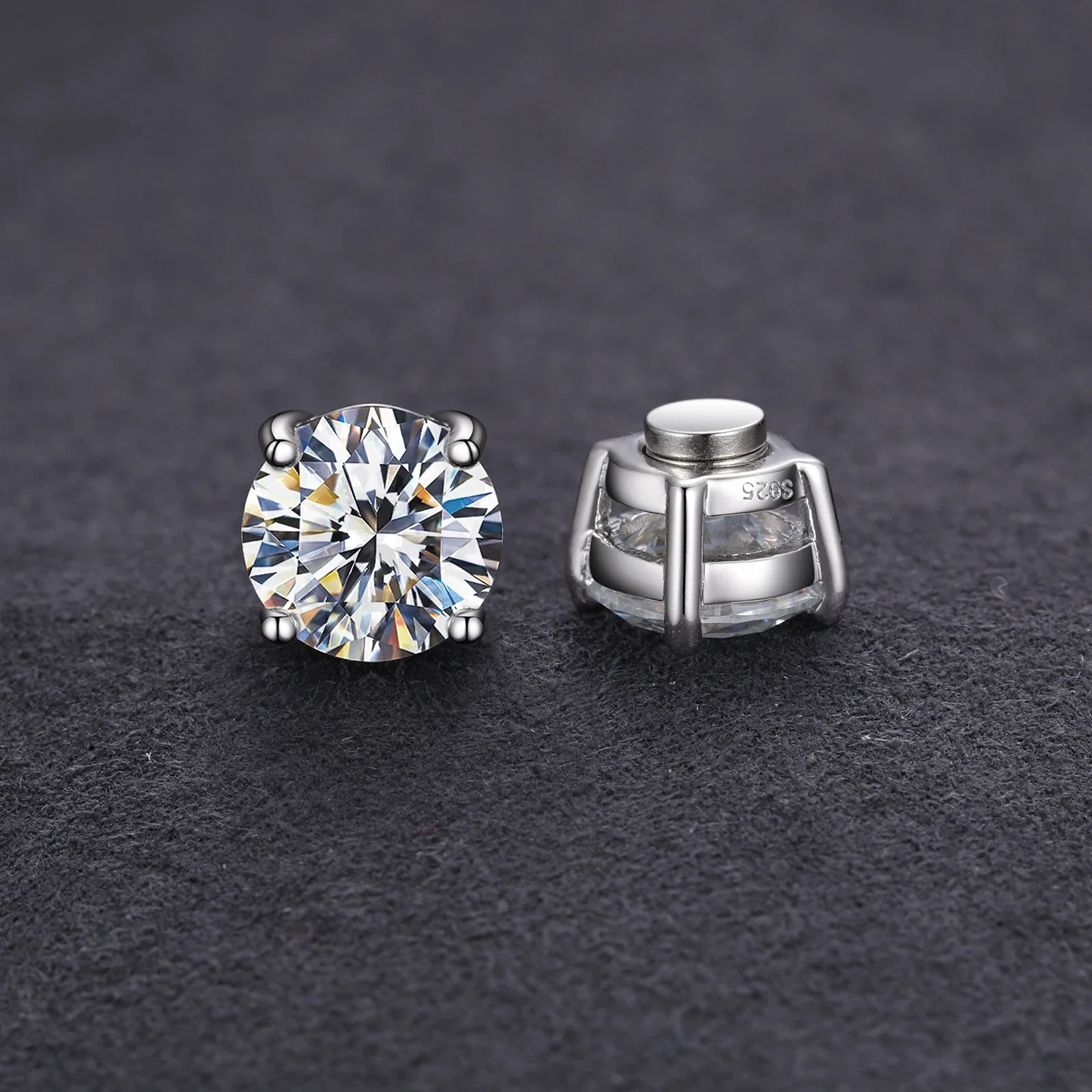 MOISSANITE DIAMOND MAGNETIC EARRINGS IN STERLING SILVER - Image 5