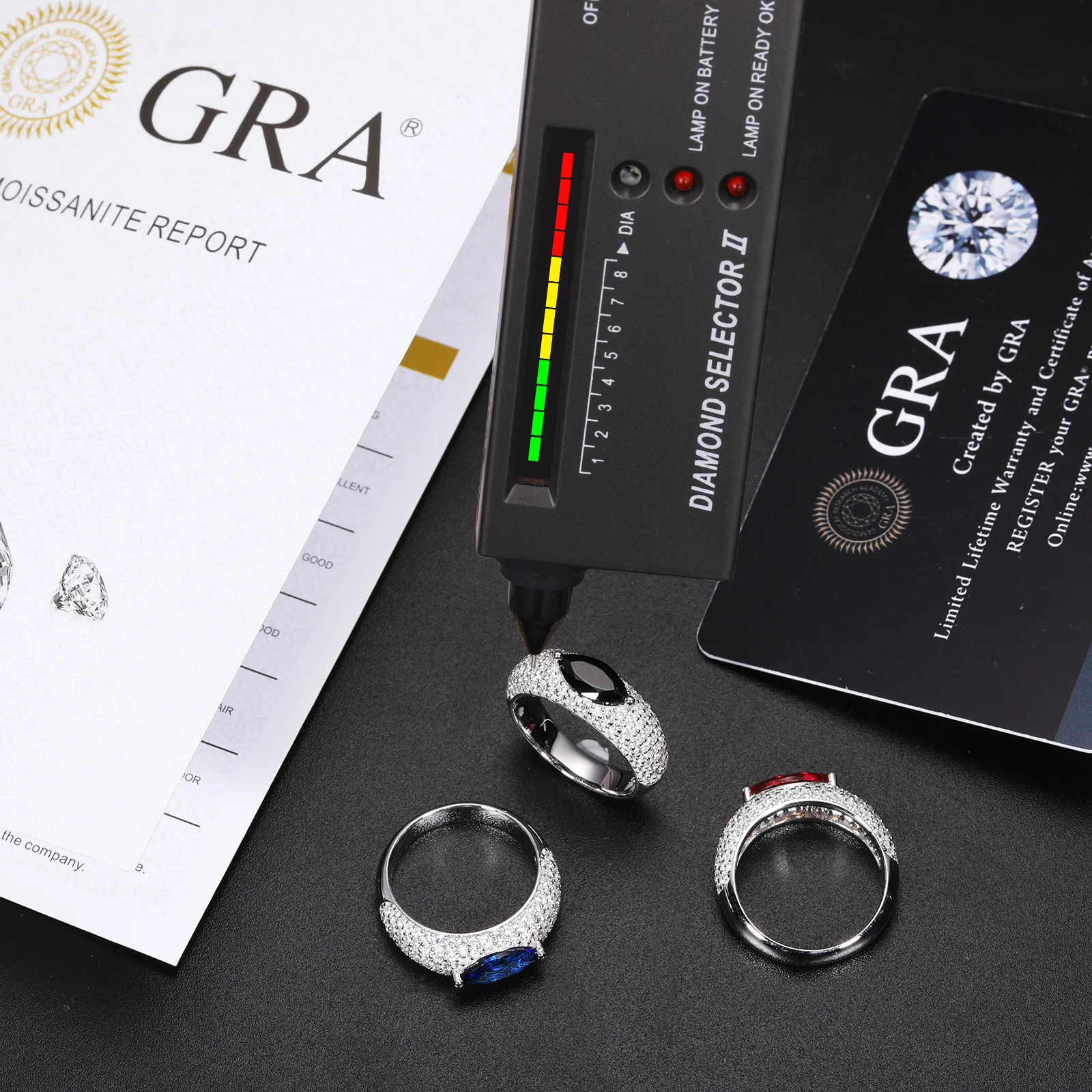MOISSANITE DIAMOND EVIL EYE RING IN STERLING SILVER - Image 5