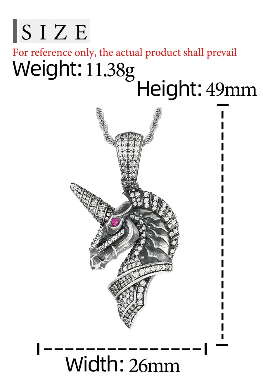 MOISSANITE DIAMOND MIDNIGHT UNICORN PENDANT IN STERLING SILVER - Image 7