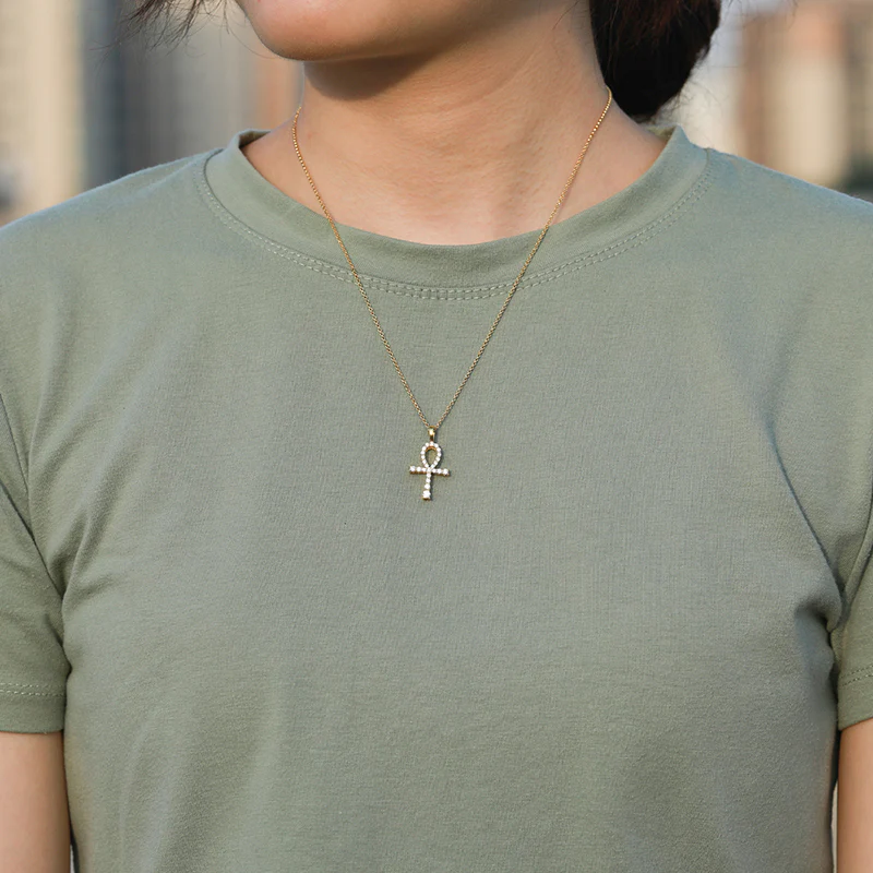 MOISSANITE DIAMOND MINIATURE CROSS PENDANT NECKLACE IN STERLING SILVER - Image 5