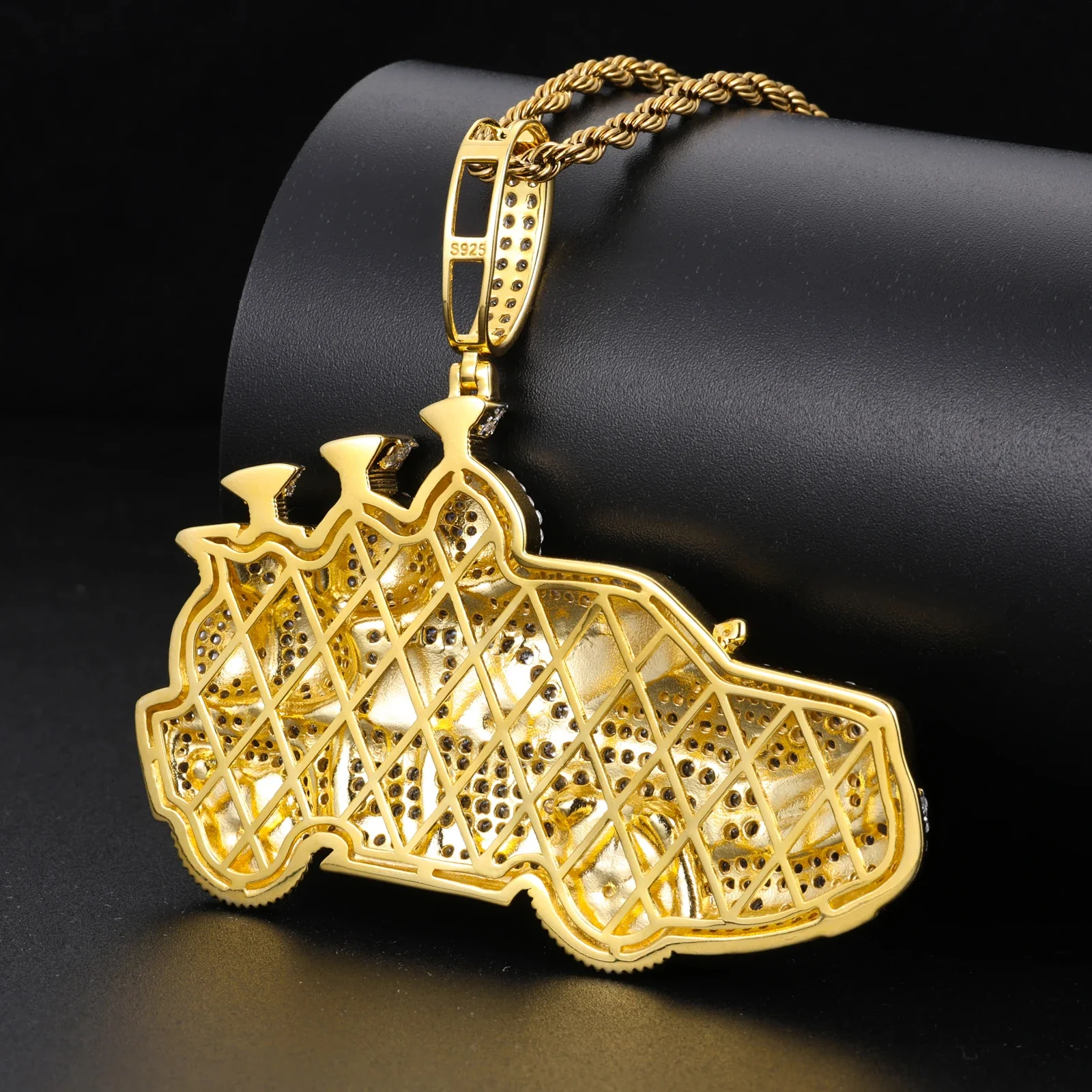 MOISSANITE DIAMOND MONEY TRUCK PENDANT IN STERLING SILVER - Image 3