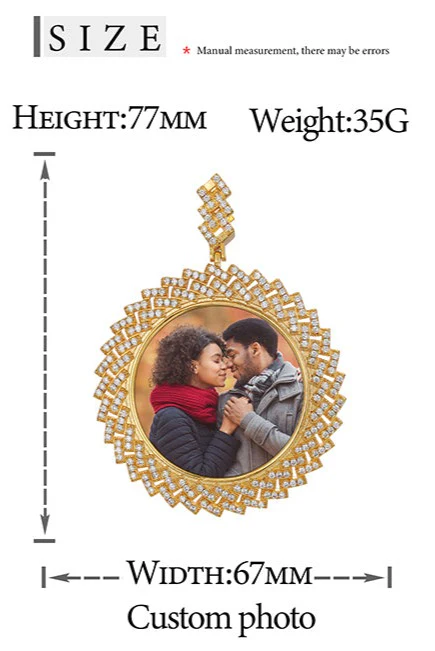 MOISSANITE DIAMOND MULTI-LAYER CYCLONE CUSTOM PHOTO PENDANT IN STERLING SILVER - Image 6
