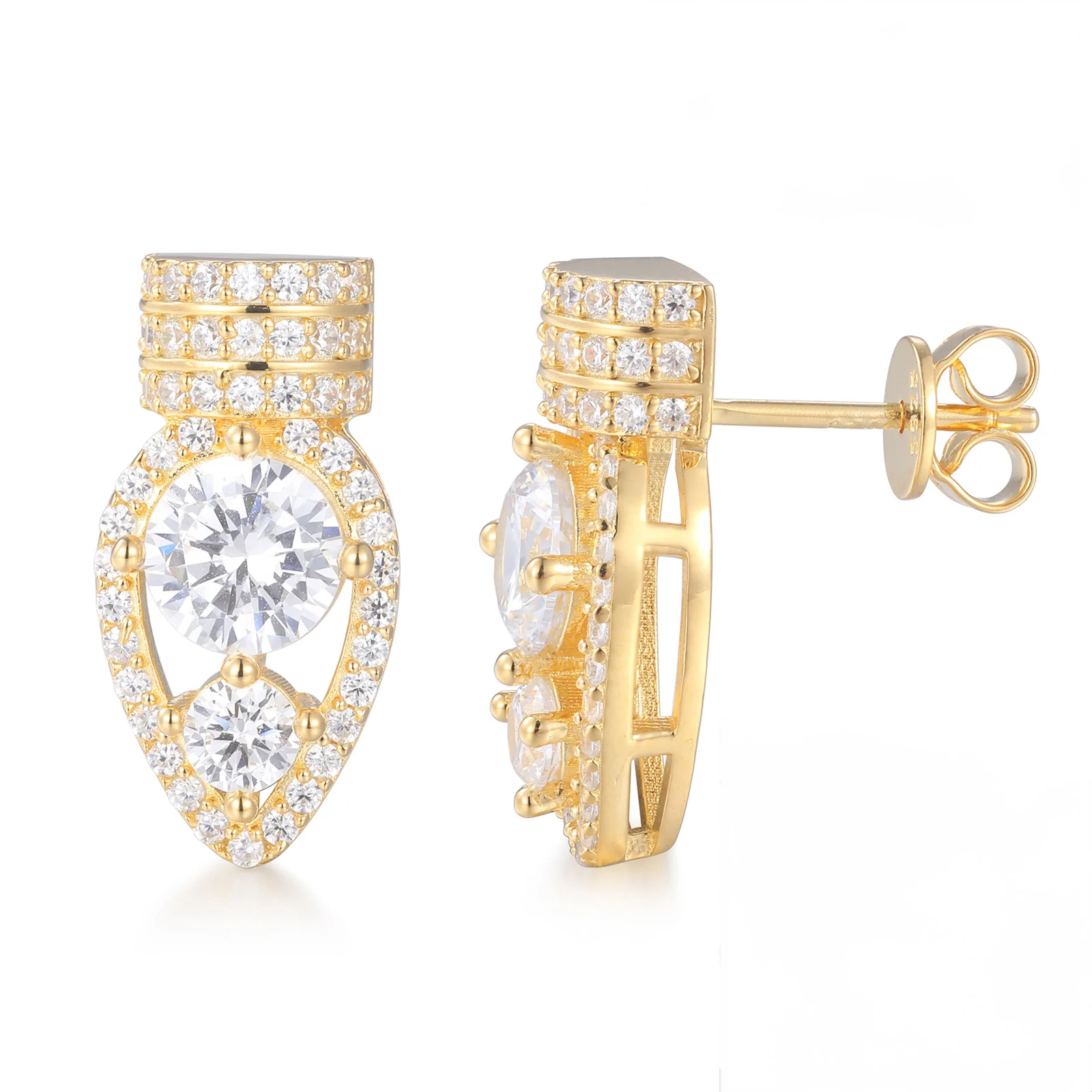 MOISSANITE DIAMOND NAIL STUD EARRINGS IN STERLING SILVER - Image 3