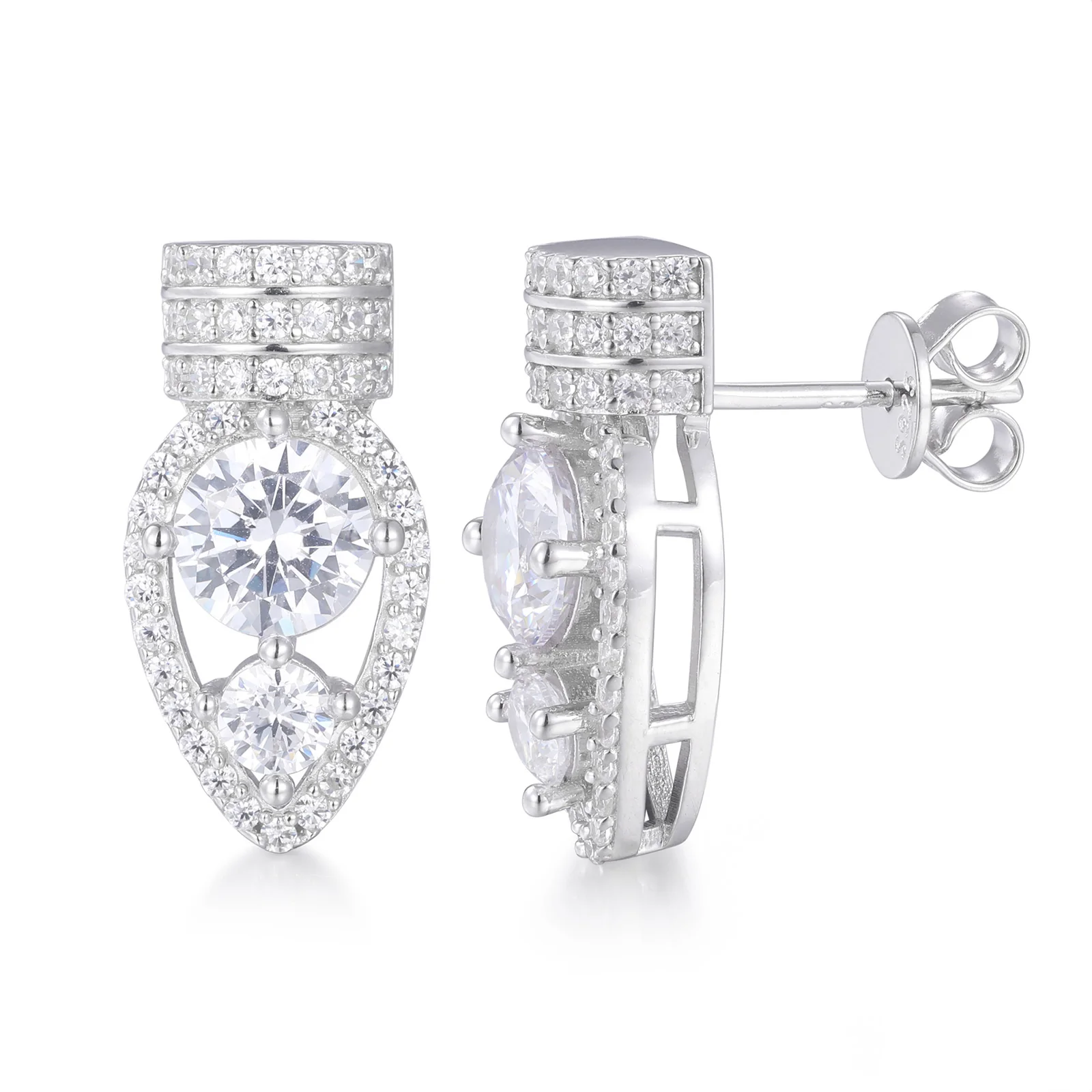 MOISSANITE DIAMOND NAIL STUD EARRINGS IN STERLING SILVER - Image 4