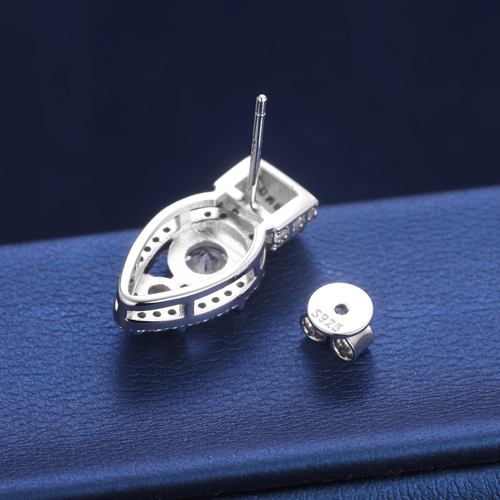 MOISSANITE DIAMOND NAIL STUD EARRINGS IN STERLING SILVER - Image 5