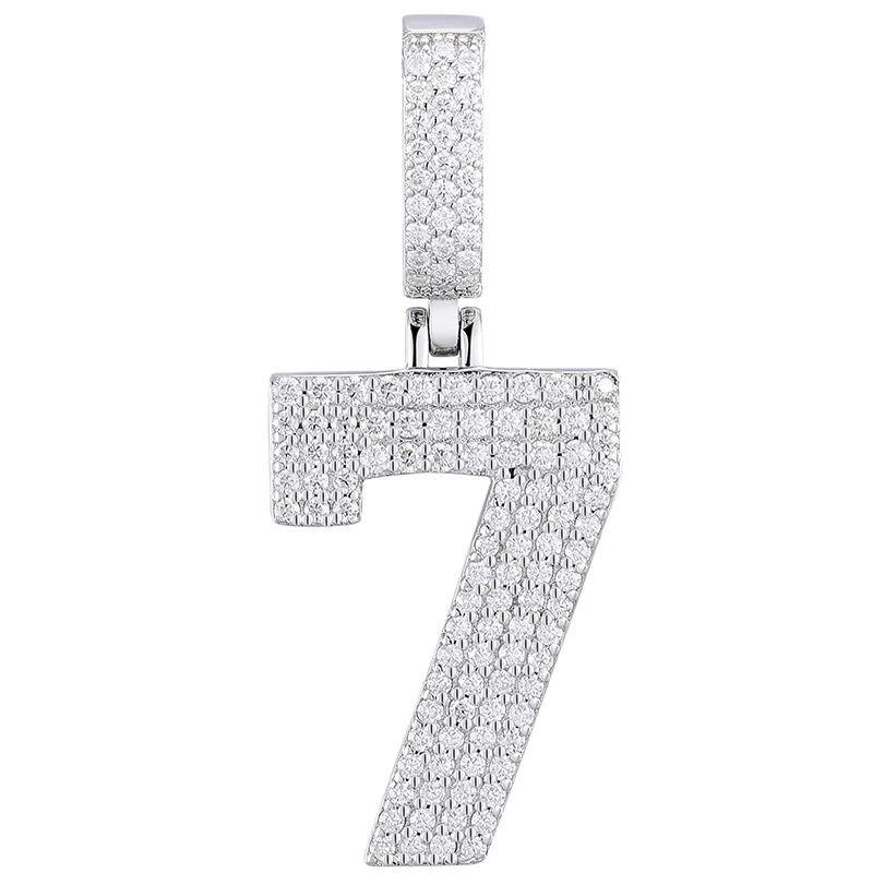 MOISSANITE DIAMOND LETTER NUMBER PENDANT NECKLACE IN STERLING SILVER - Image 10