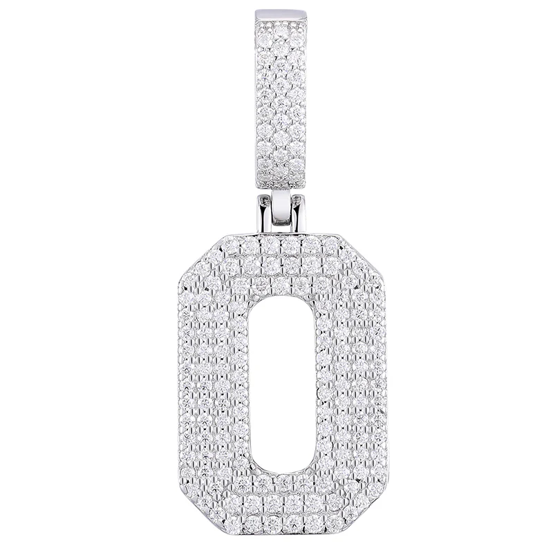 MOISSANITE DIAMOND LETTER NUMBER PENDANT NECKLACE IN STERLING SILVER - Image 12