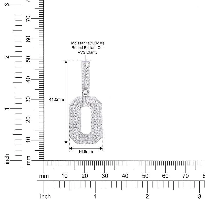 MOISSANITE DIAMOND LETTER NUMBER PENDANT NECKLACE IN STERLING SILVER - Image 13