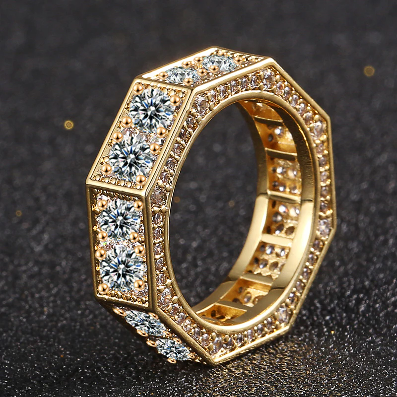 MOISSANITE DIAMOND OCTAGON BAND RING IN STERLING SILVER - Image 4