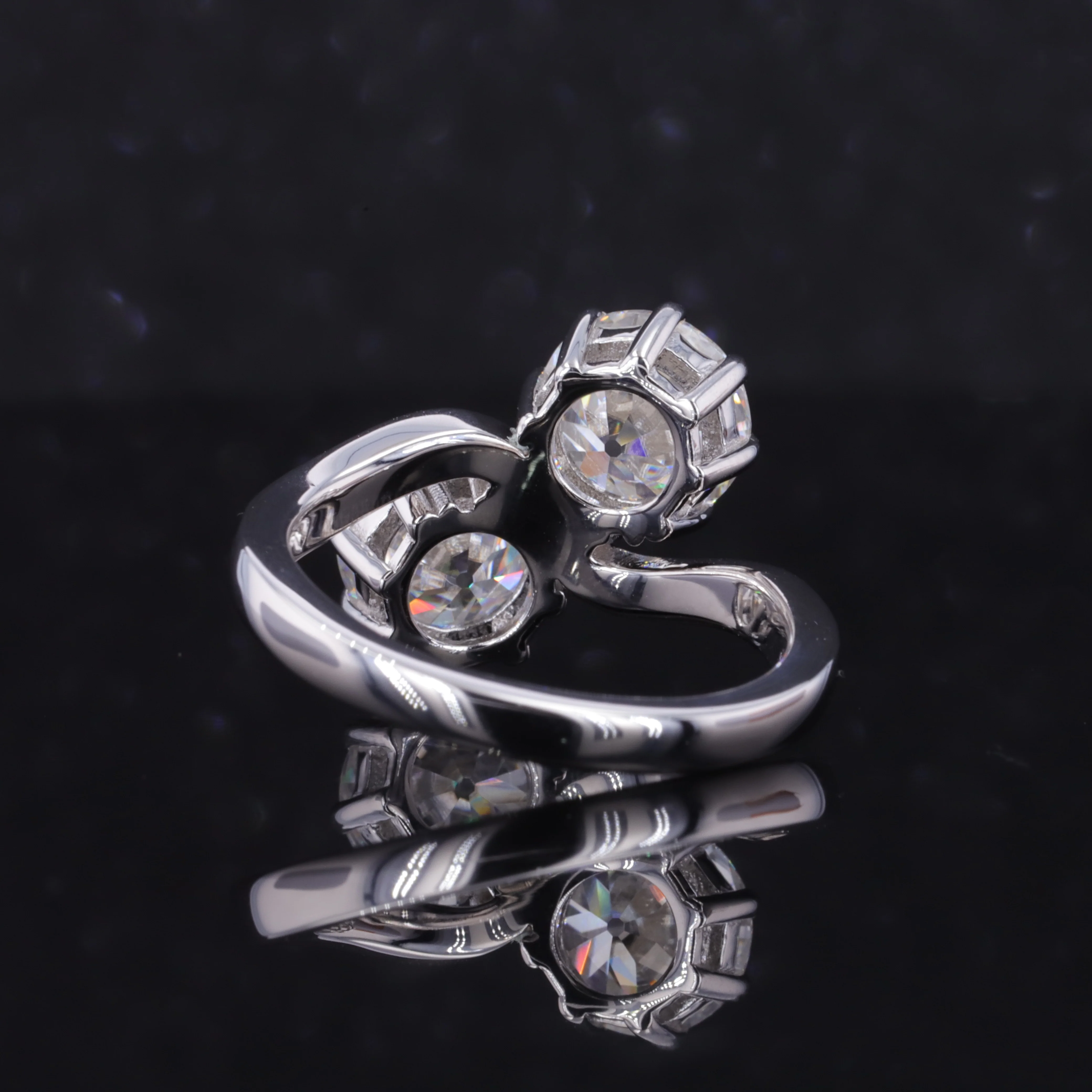 OLD EUROPEAN CUT MOISSANITE DIAMOND RING IN STERLING SILVER - Image 3