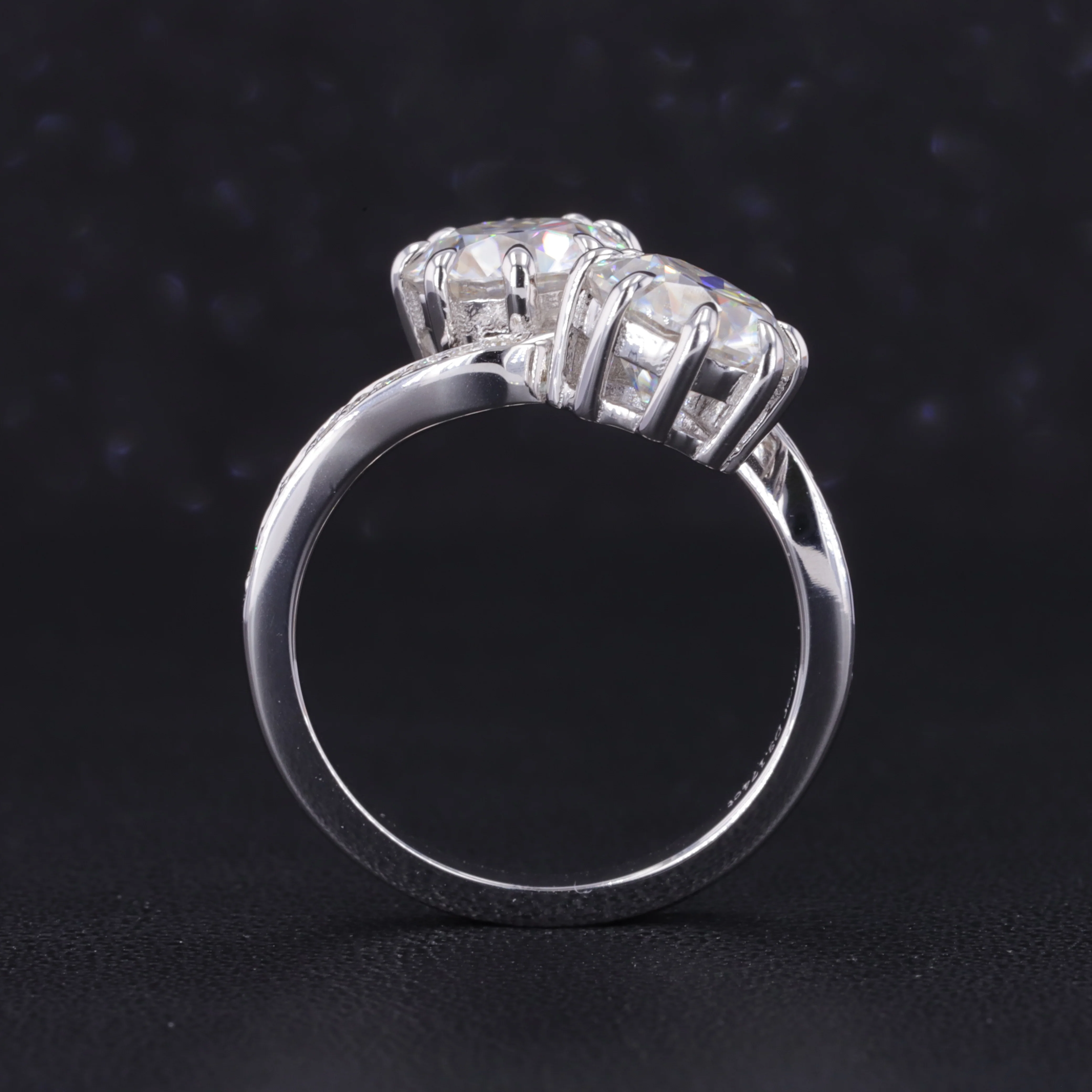 OLD EUROPEAN CUT MOISSANITE DIAMOND RING IN STERLING SILVER - Image 5