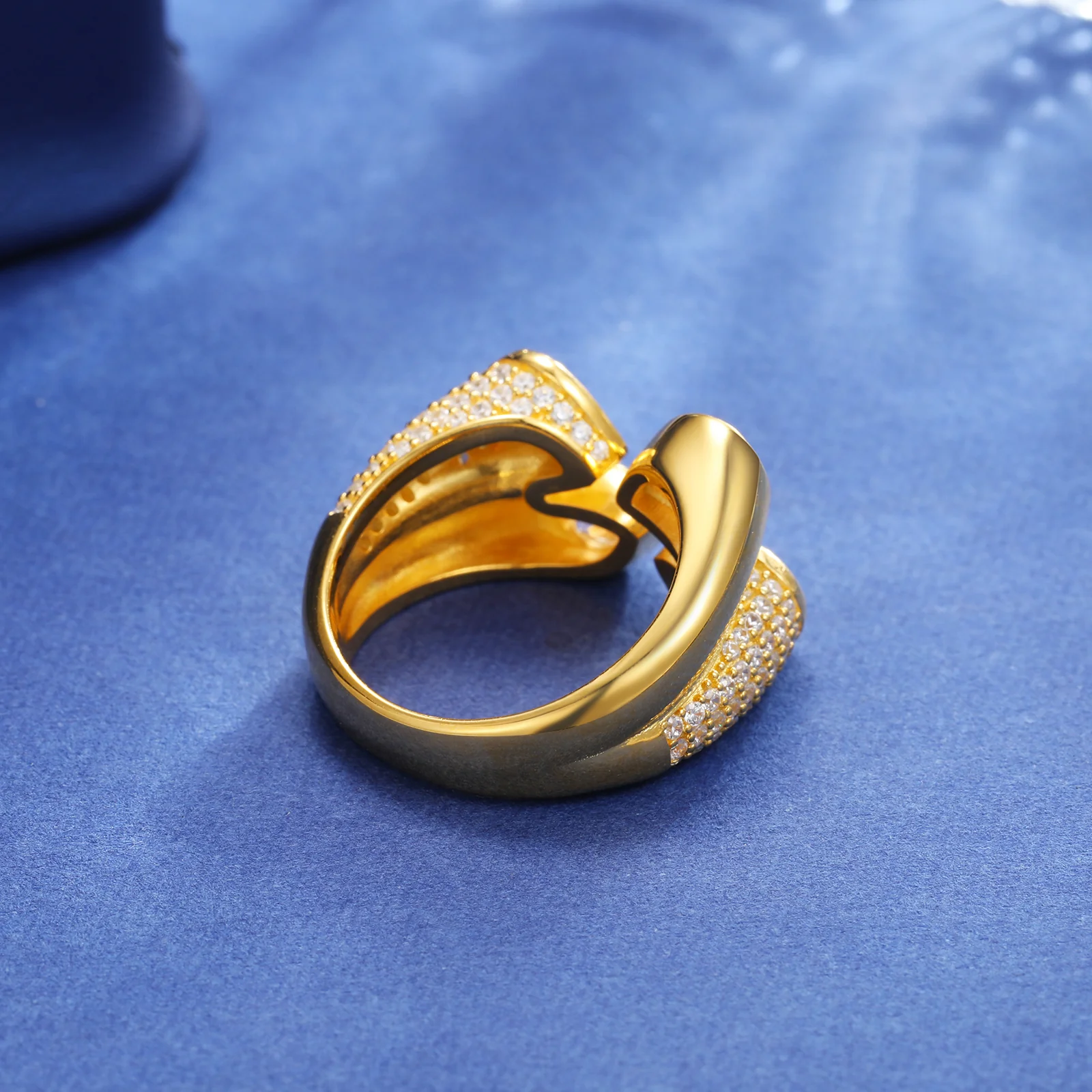 MOISSANITE DIAMOND OPENED WATERDROP RING IN STERLING SILVER - Image 3