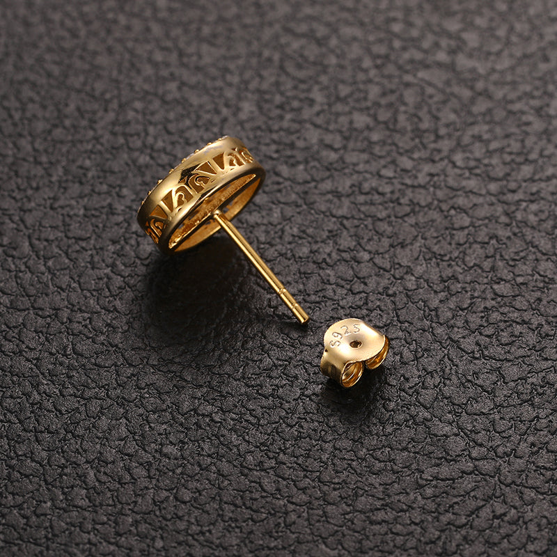 MOISSANITE DIAMOND PHARAOH PATTERN STUD EARRINGS IN STERLING SILVER - Image 3