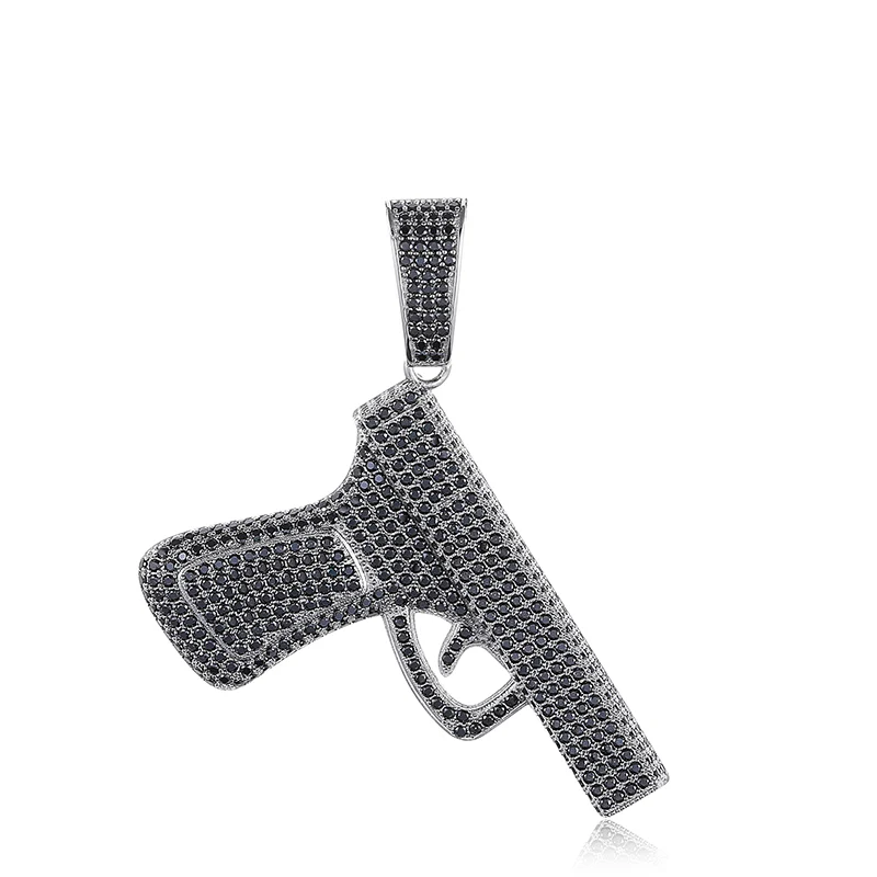 MOISSANITE DIAMOND PISTOL GUN PENDANT IN STERLING SILVER - Image 6
