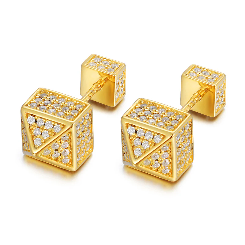 MOISSANITE DIAMOND PYRAMID STUD EARRINGS IN STERLING SILVER - Image 4