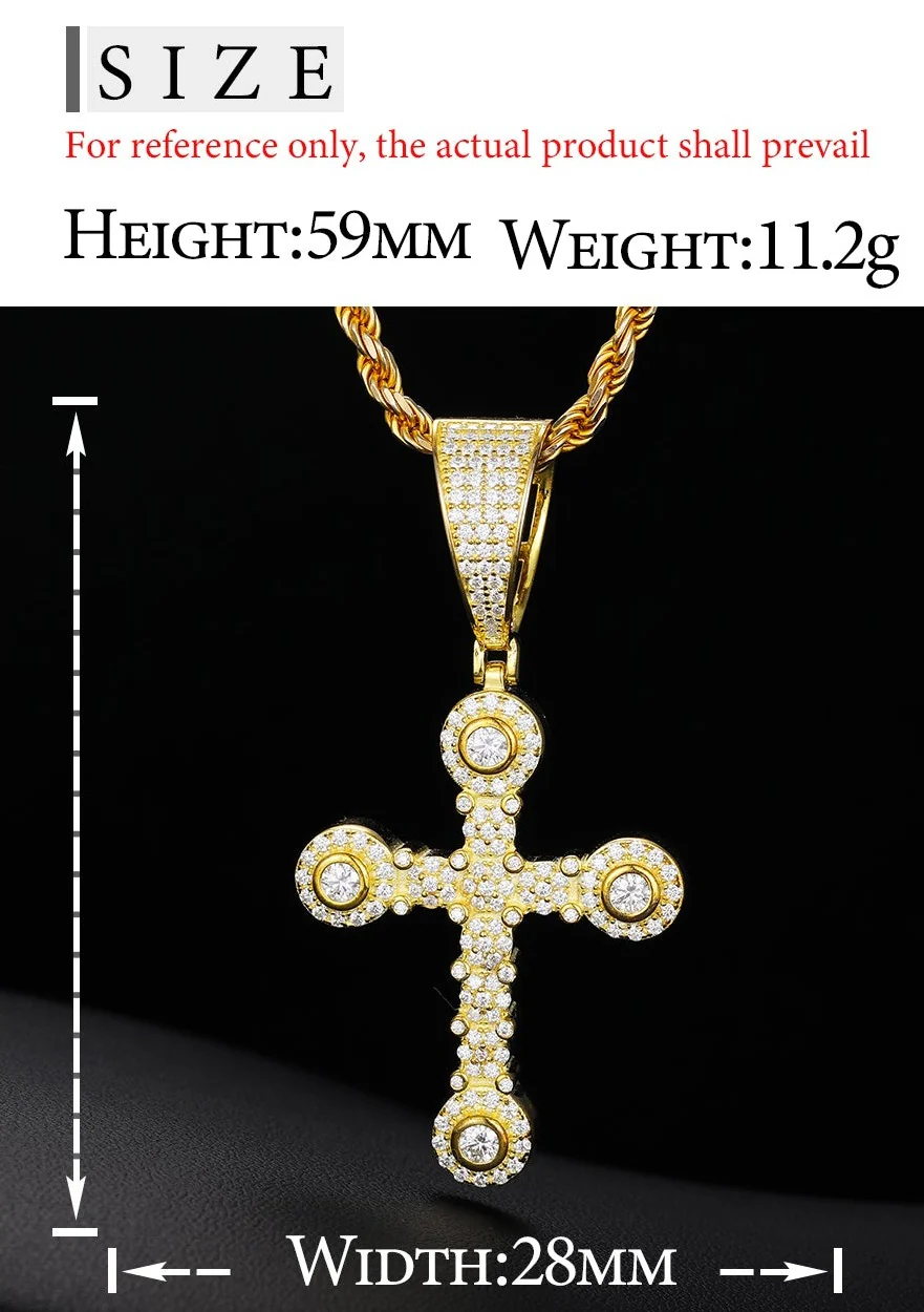 MOISSANITE DIAMOND QUAD STONE CROSS PENDANT IN STERLING SILVER - Image 7