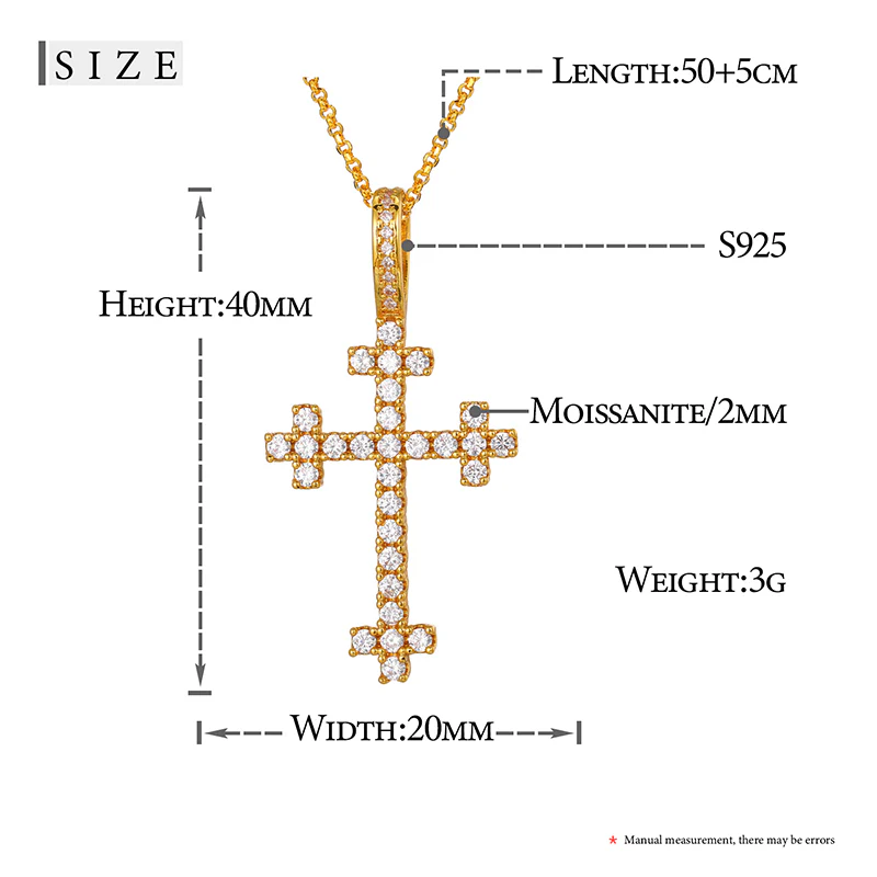 MOISSANITE DIAMOND QUARTET CROSS PENDANT NECKLACE IN STERLING SILVER - Image 7