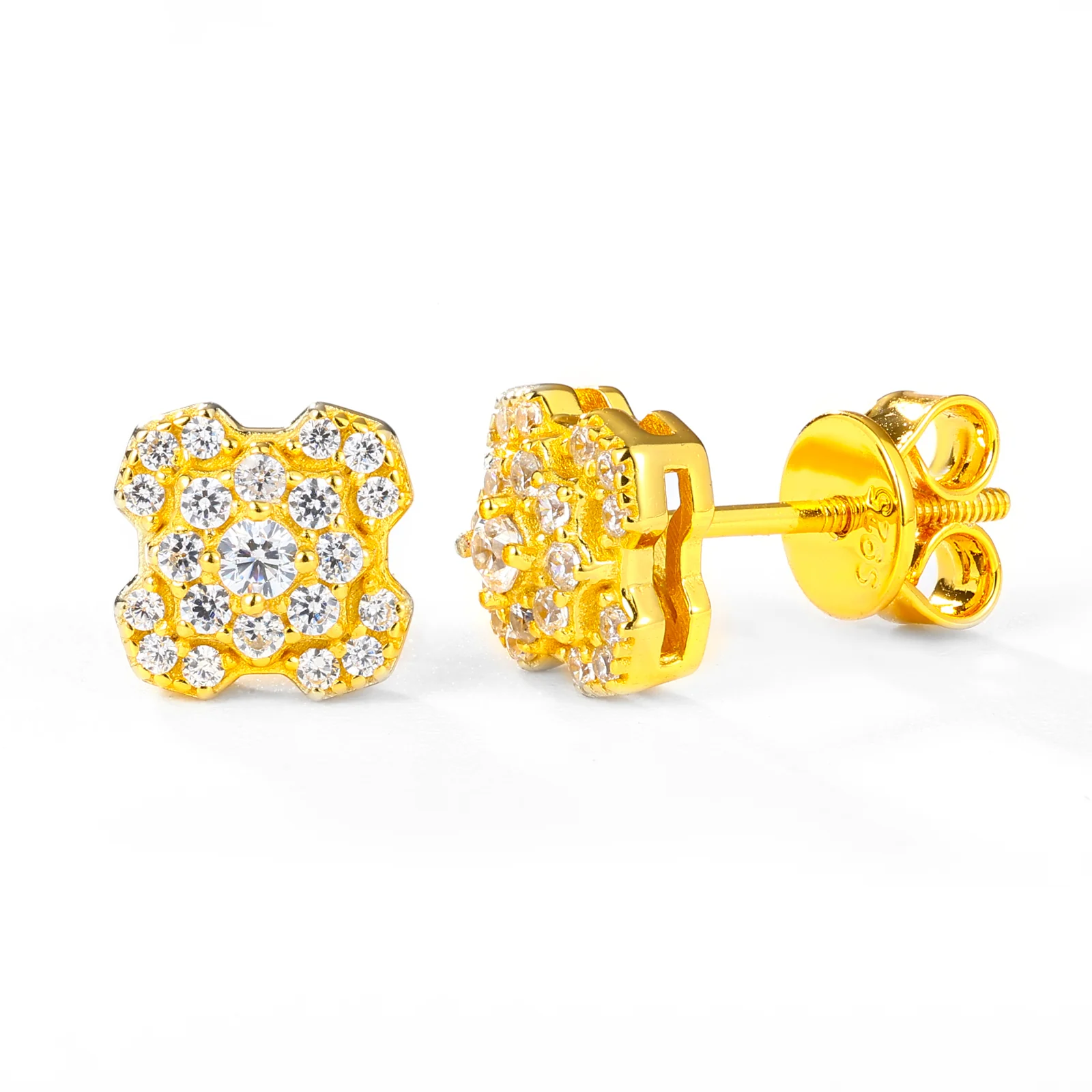 MOISSANITE DIAMOND RADIANT PETAL CLUSTER EARRINGS IN STERLING SILVER - Image 2