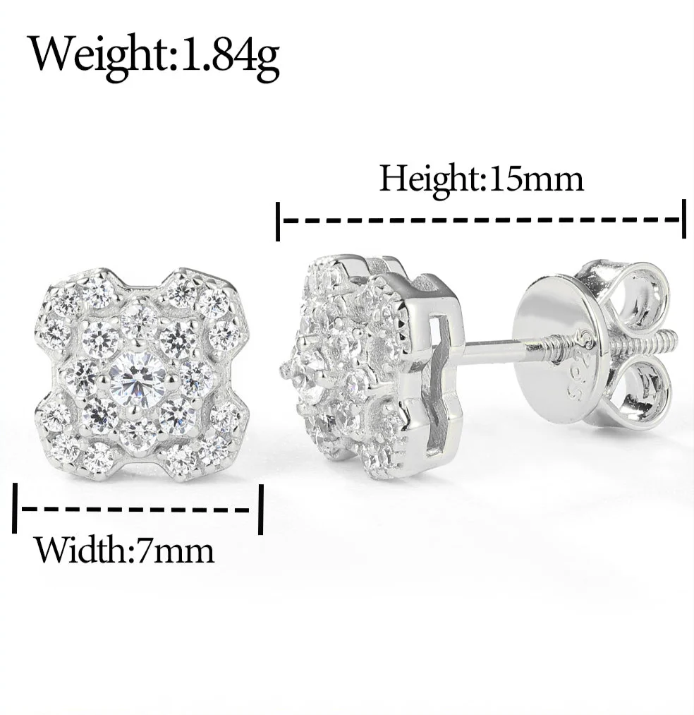 MOISSANITE DIAMOND RADIANT PETAL CLUSTER EARRINGS IN STERLING SILVER - Image 8
