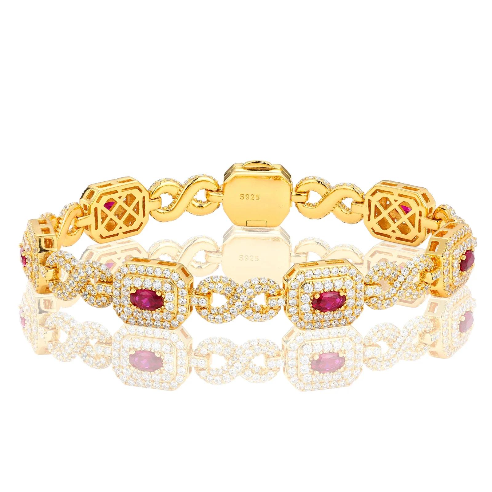 MOISSANITE DIAMOND ROYAL HALO BRACELET IN STERLING SILVER - Image 6