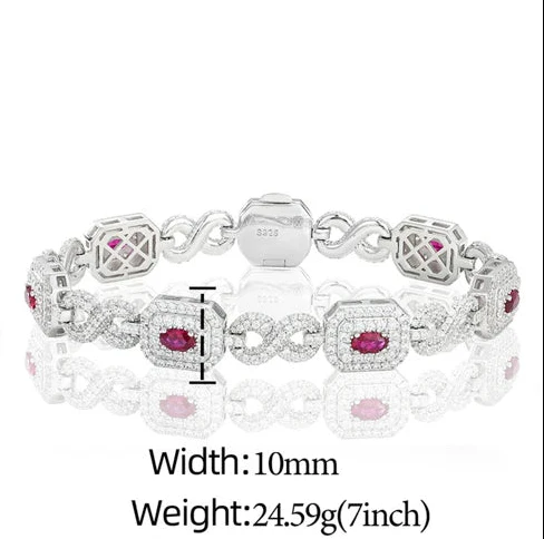 MOISSANITE DIAMOND ROYAL HALO BRACELET IN STERLING SILVER - Image 8