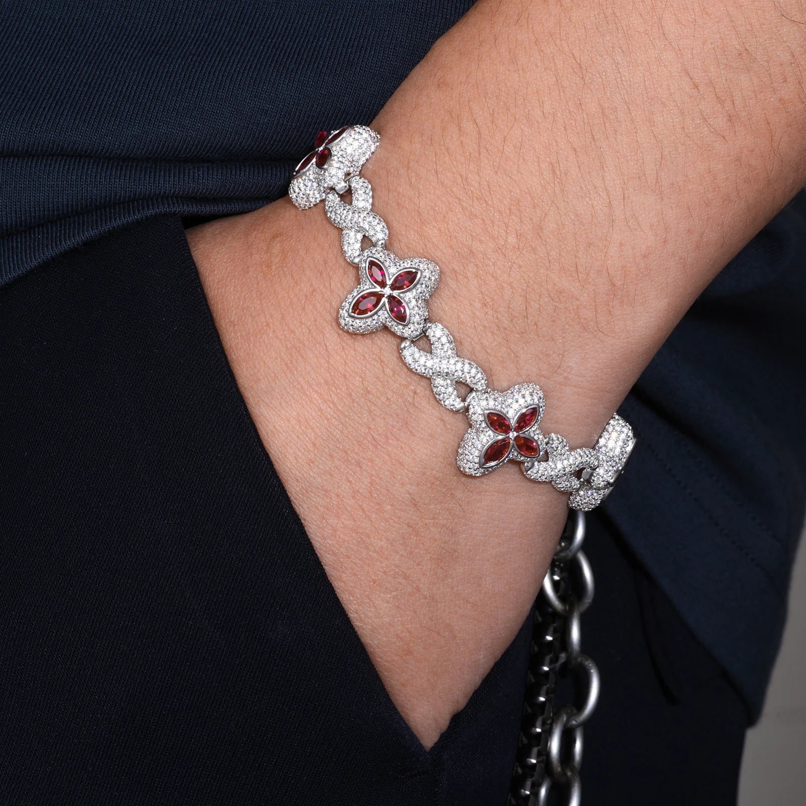 MOISSANITE DIAMOND SCARLET BLOOM BRACELET IN STERLING SILVER - Image 5