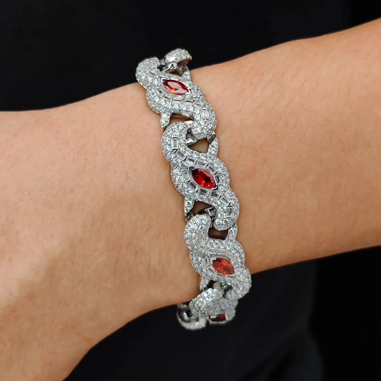 MOISSANITE DIAMOND SCARLET MARQUISE ICE BRACELET IN STERLING SILVER - Image 2