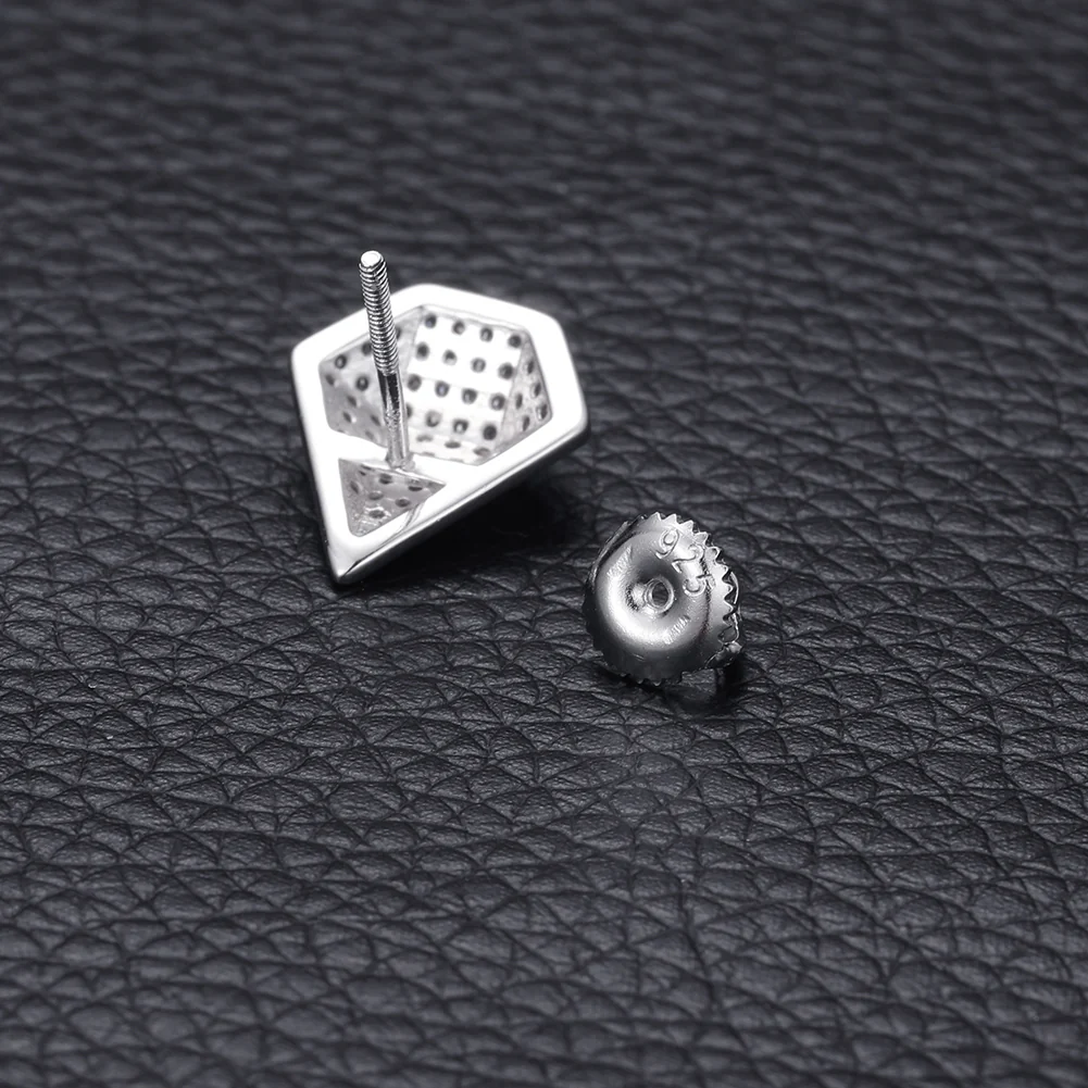 MOISSANITE DIAMOND SHAPE STUD EARRINGS IN STERLING SILVER - Image 4