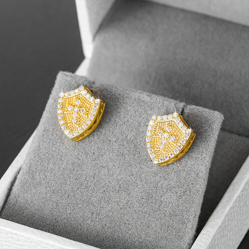 MOISSANITE DIAMOND SHIELD STUD EARRINGS IN STERLING SILVER - Image 2