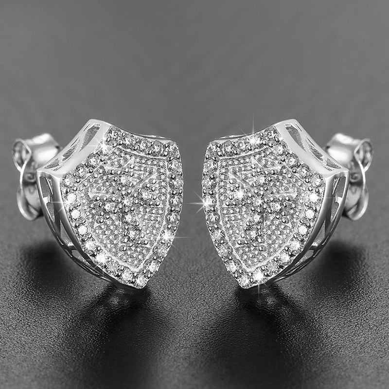 MOISSANITE DIAMOND SHIELD STUD EARRINGS IN STERLING SILVER - Image 3