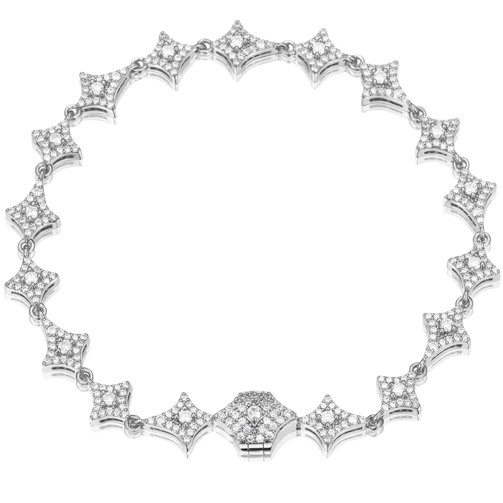 MOISSANITE DIAMOND SHURIKEN LINK BRACELET/ANKLET IN STERLING SILVER - Image 6
