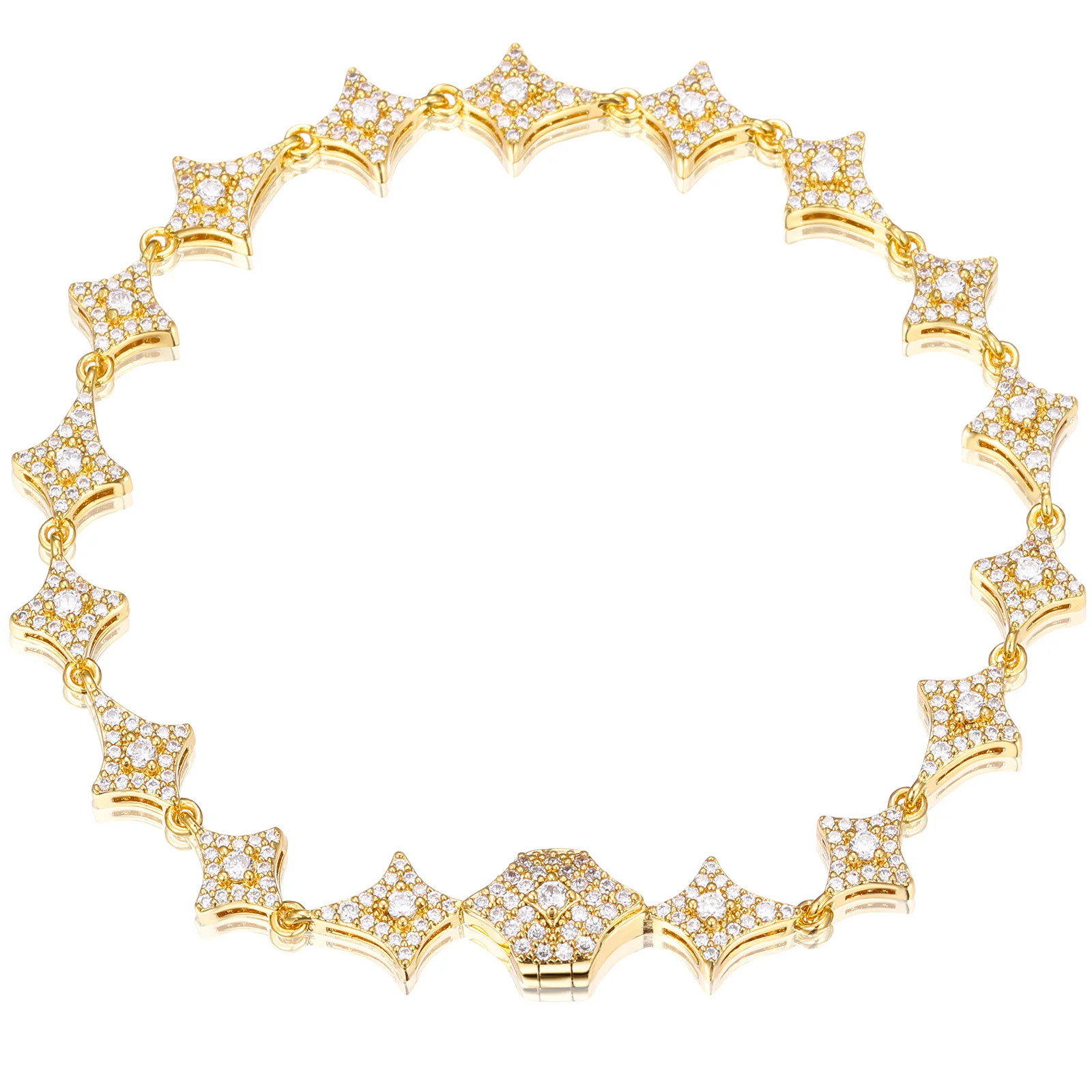 MOISSANITE DIAMOND SHURIKEN LINK BRACELET/ANKLET IN STERLING SILVER - Image 7